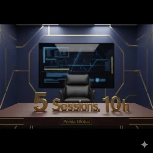 تصویر گرافیکی لوکس برای بسته ۱۰ ساعته کلاس خصوصی OET پرشیا گلوبال با عدد طلایی 10